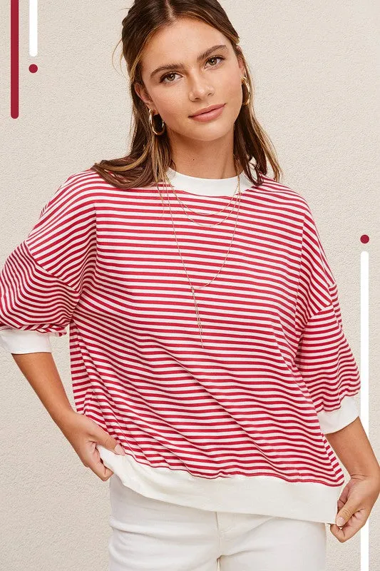 Juliann Stripe Short Sleeve Top