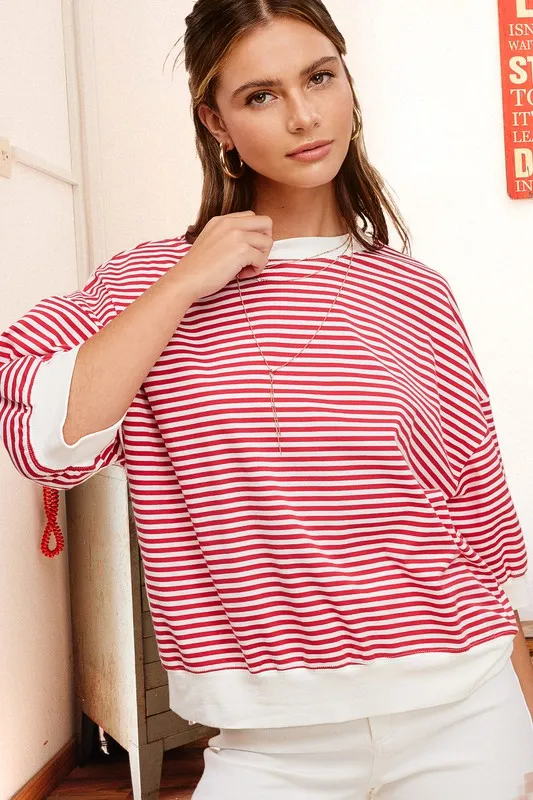 Juliann Stripe Short Sleeve Top