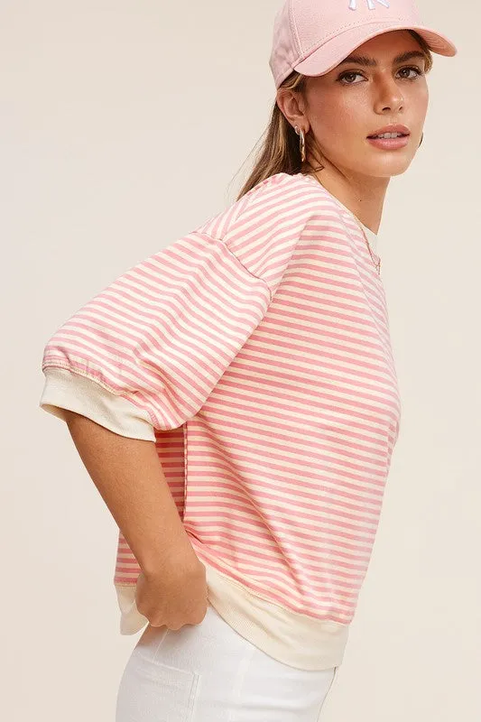 Juliann Stripe Short Sleeve Top