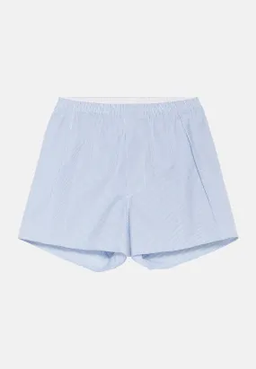 Light Blue Striped Cotton Boxer Shorts