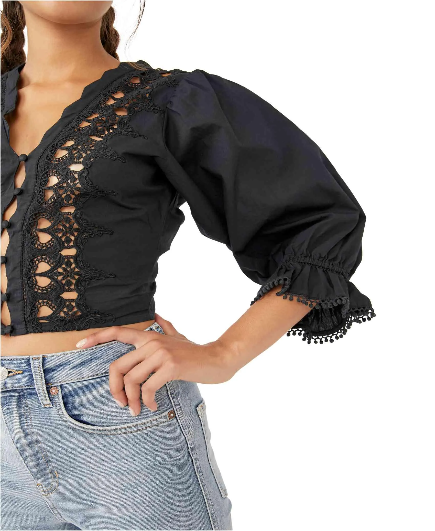 Louella Embroidered Top in Black