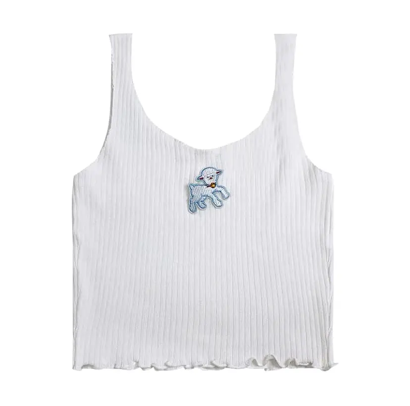 Lovely lamb embroidered suspender top female BY0331