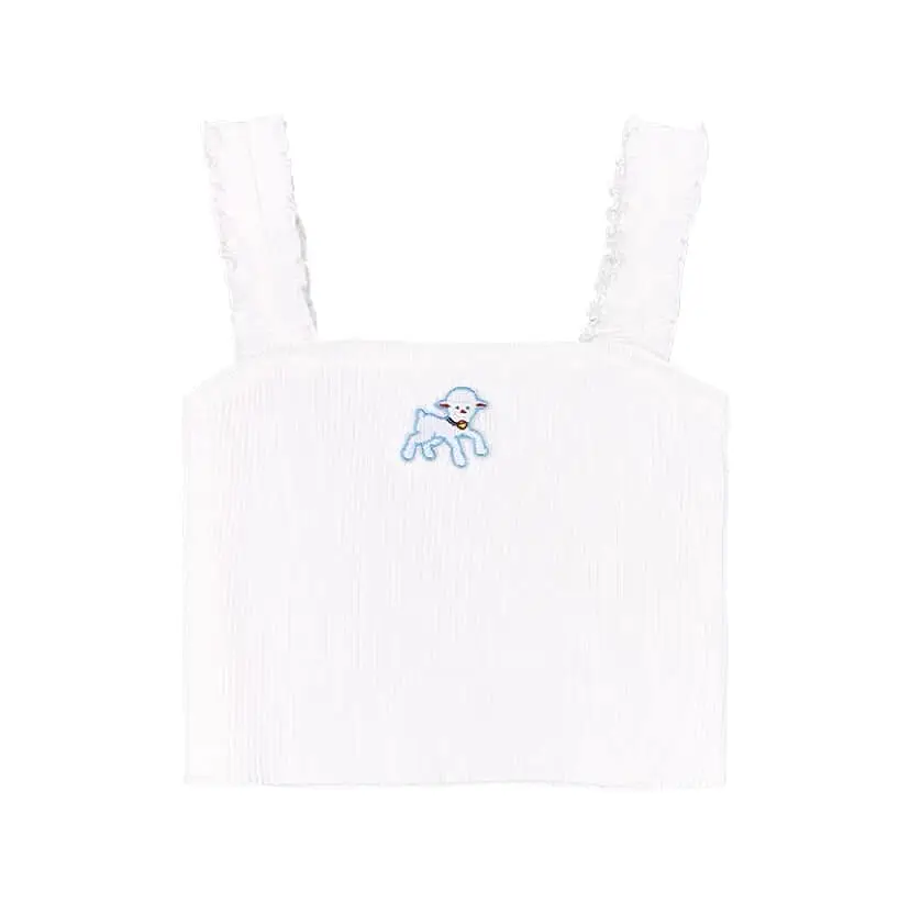 Lovely lamb embroidered suspender top female BY0331