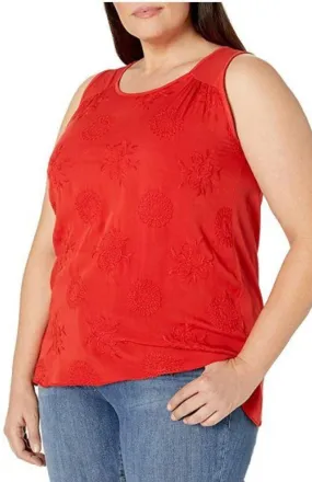 M Made in Italy - Women's Sleeveless Embroidered Top Plus Size