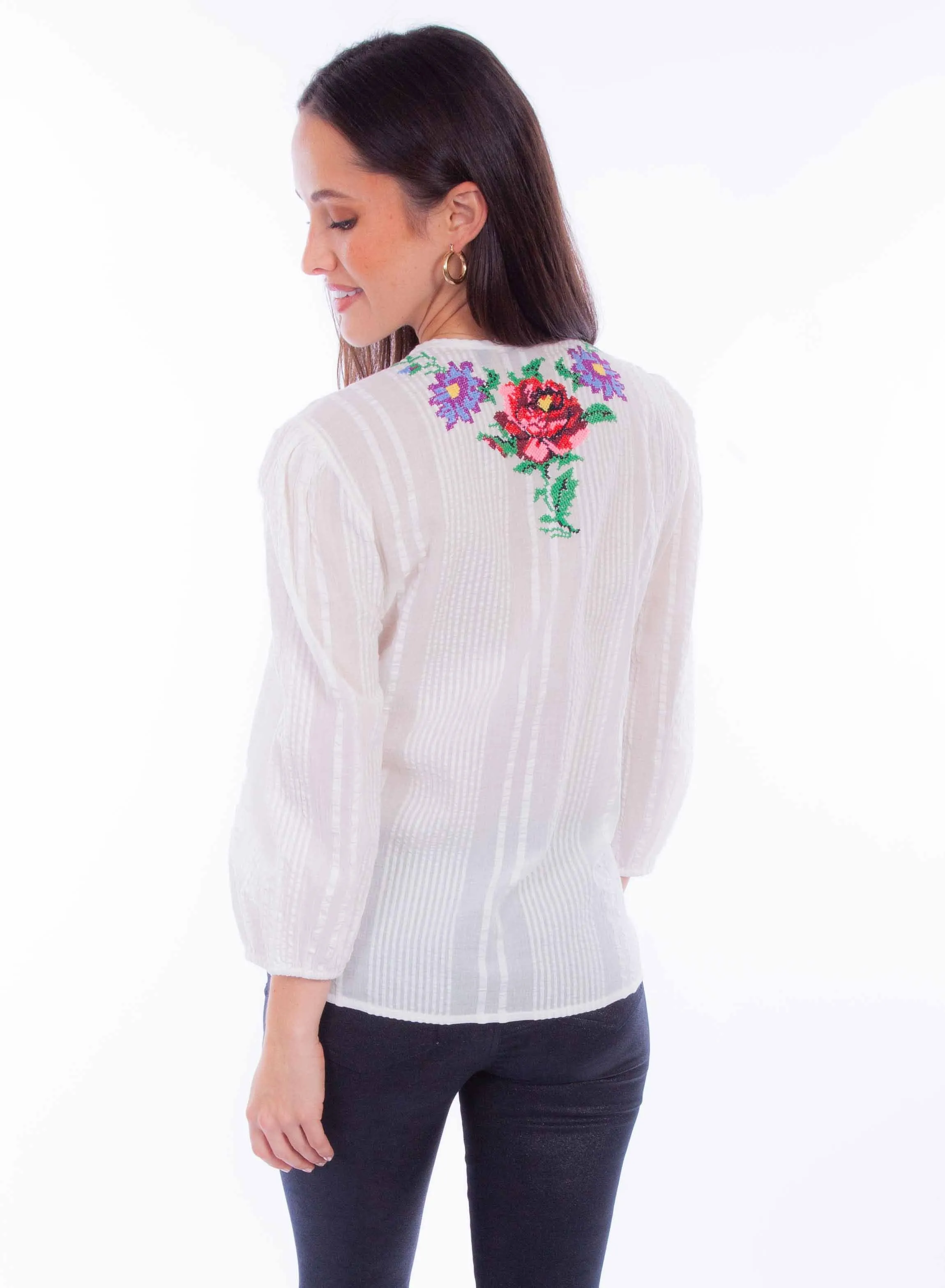 Mariachi Mama Floral Embroidered Top (DS)