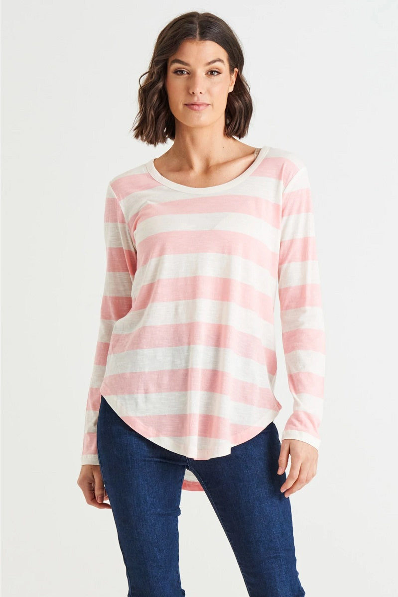 Megan Cotton Top Pink Stripe