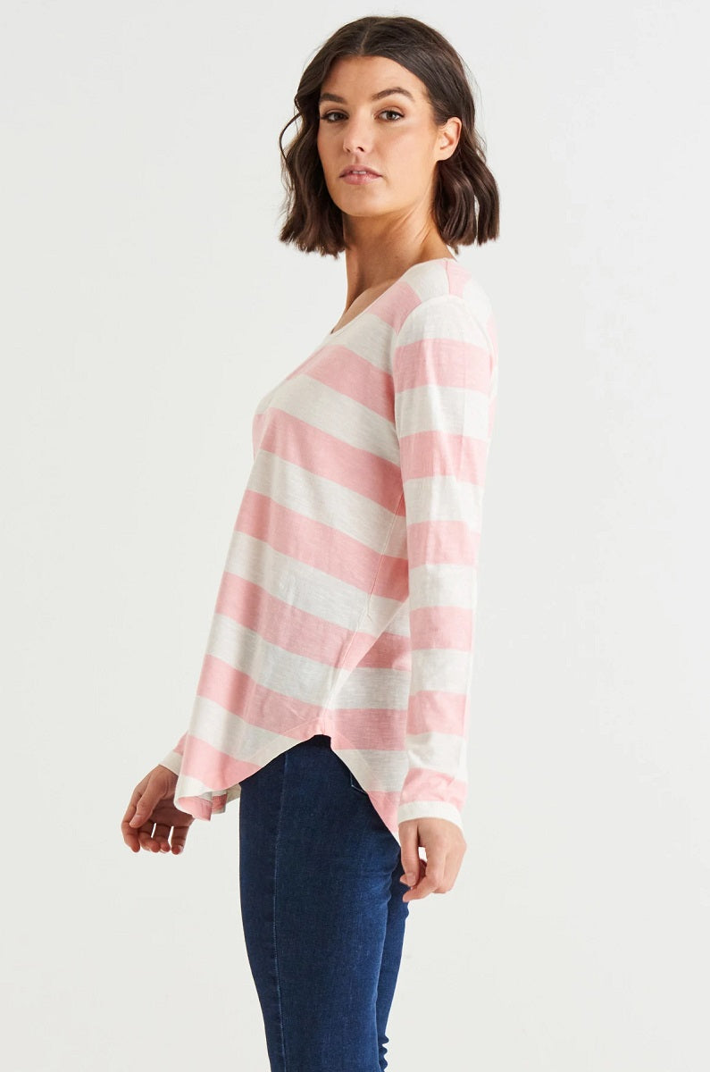 Megan Cotton Top Pink Stripe