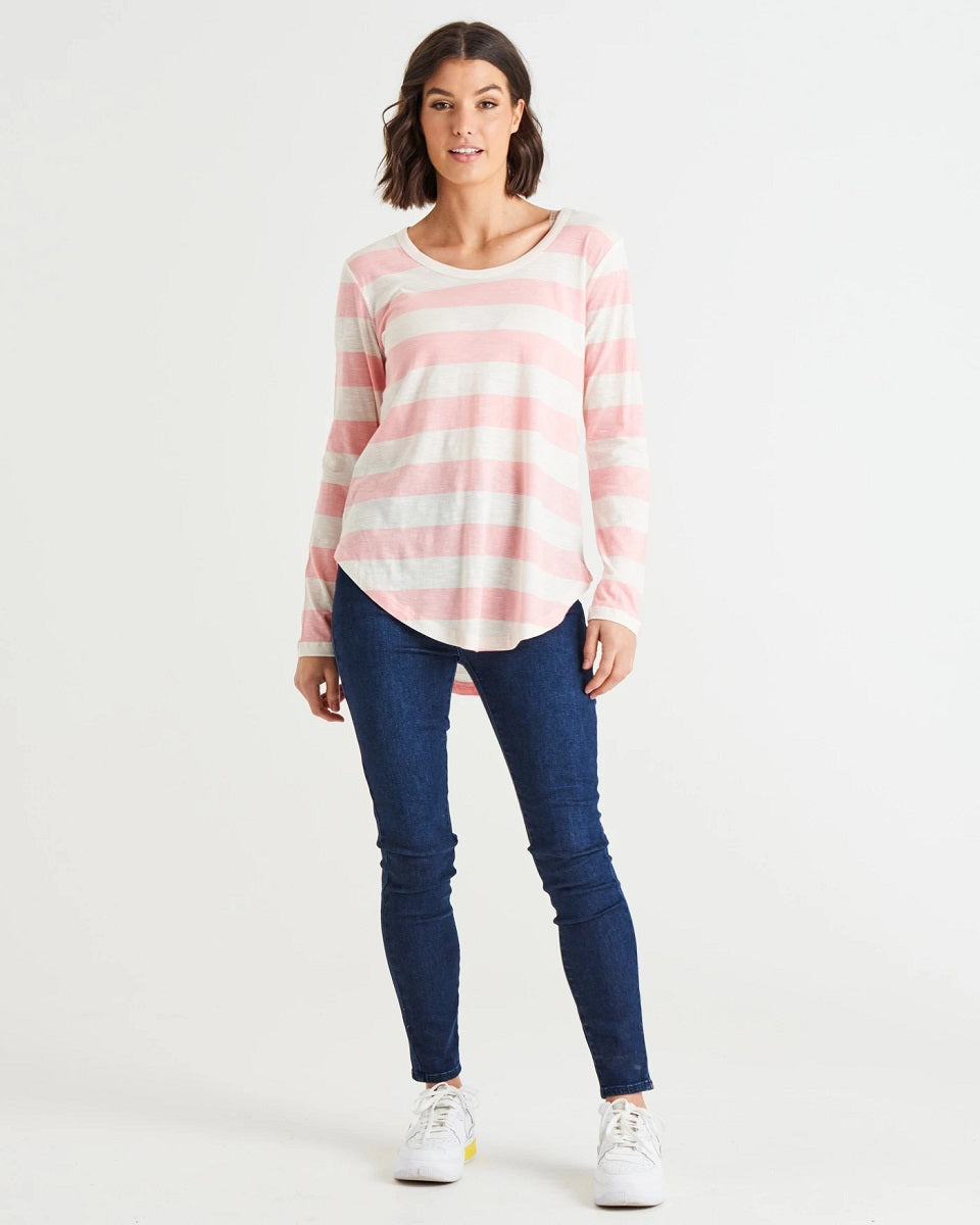 Megan Cotton Top Pink Stripe