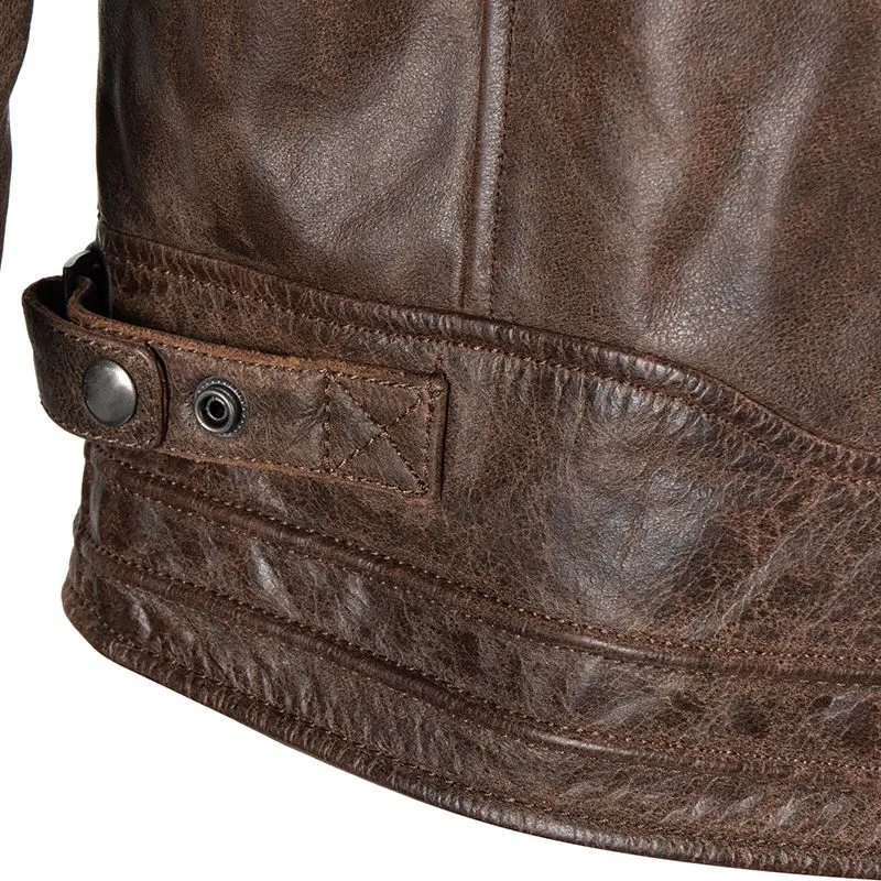 Mens Vintage Brown Moto Leather Jacket