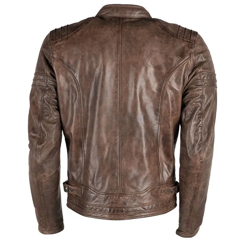 Mens Vintage Brown Moto Leather Jacket