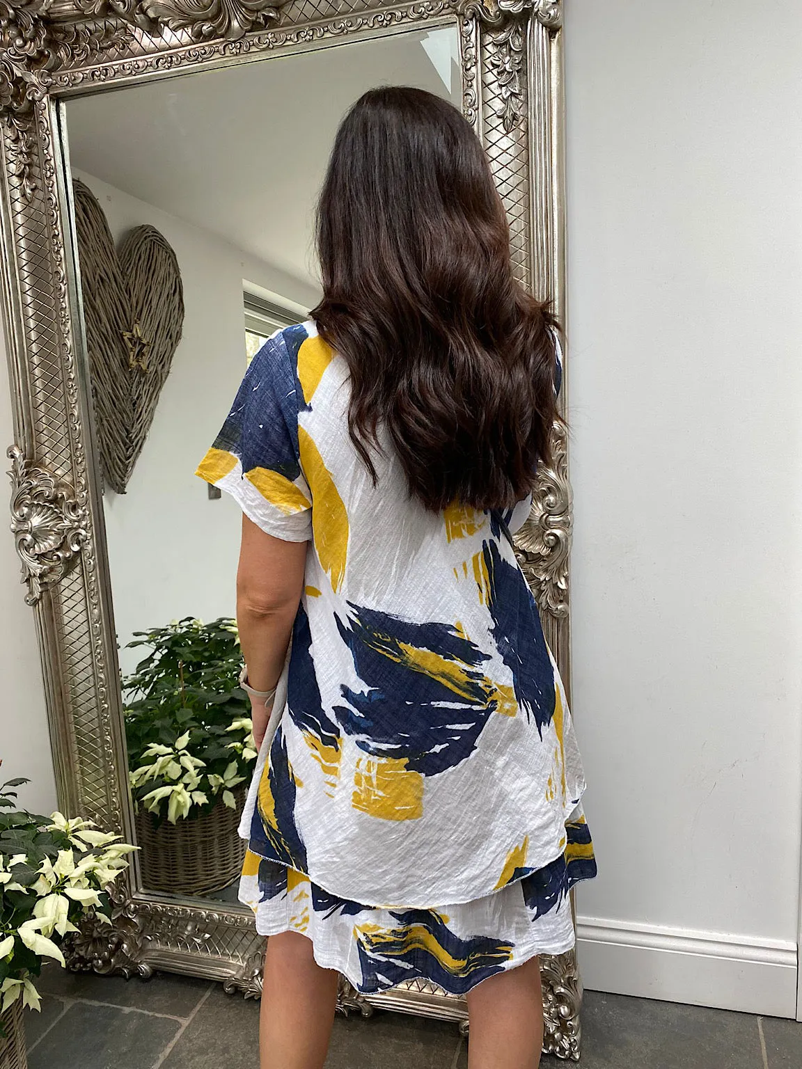 Navy Brushstroke Paint Dress Sabrina