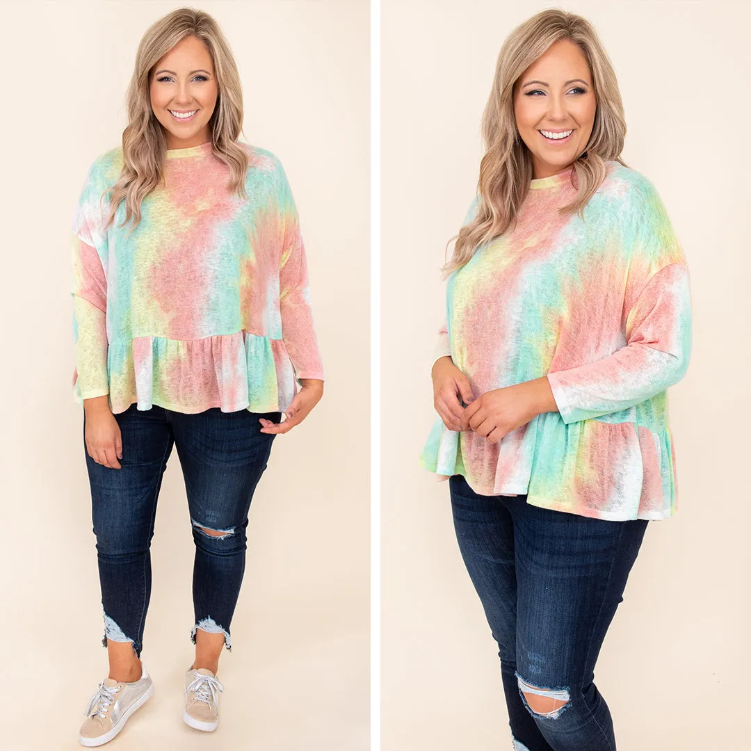 Neon Sunsets Top, Mint-Peach