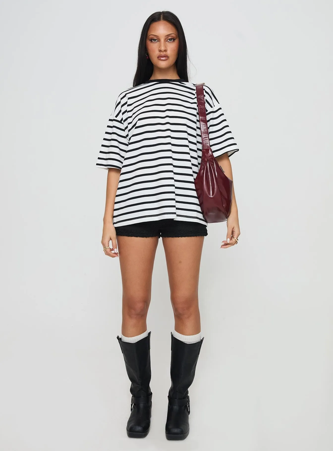 Nersa Oversized Tee Black/white Stripe