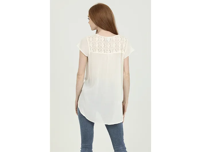 Nostalgia Women's Cap Sleeve Embroidered Tie Hem Top