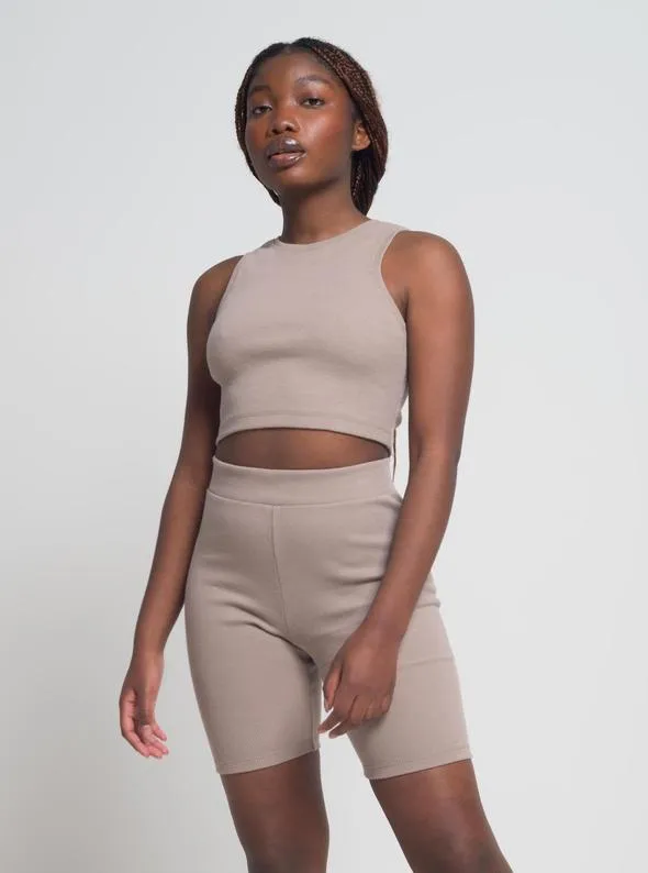 Odeyalo Tincset Bodycon Top (Taupe Brown)