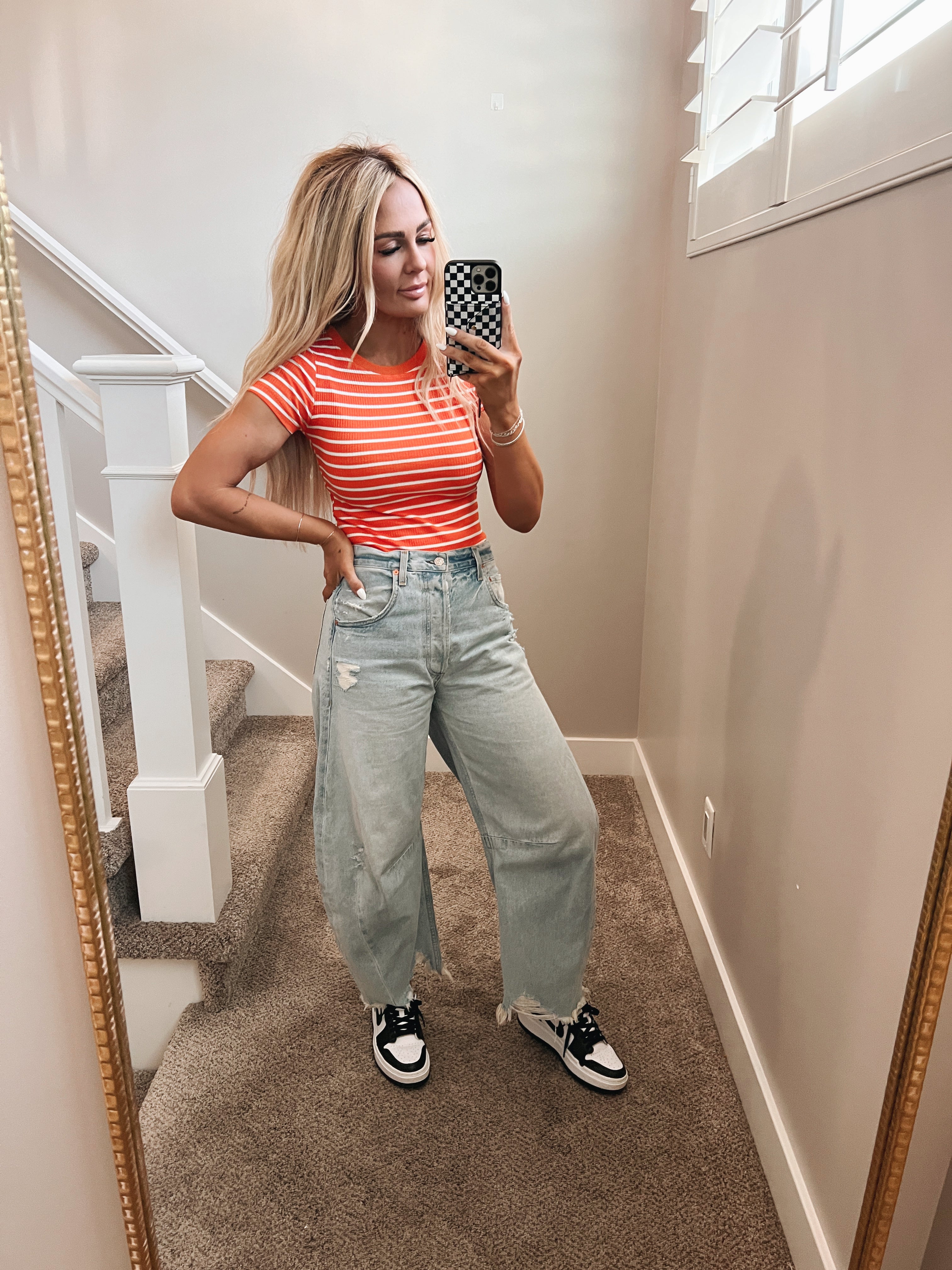 Orange Stripe Top