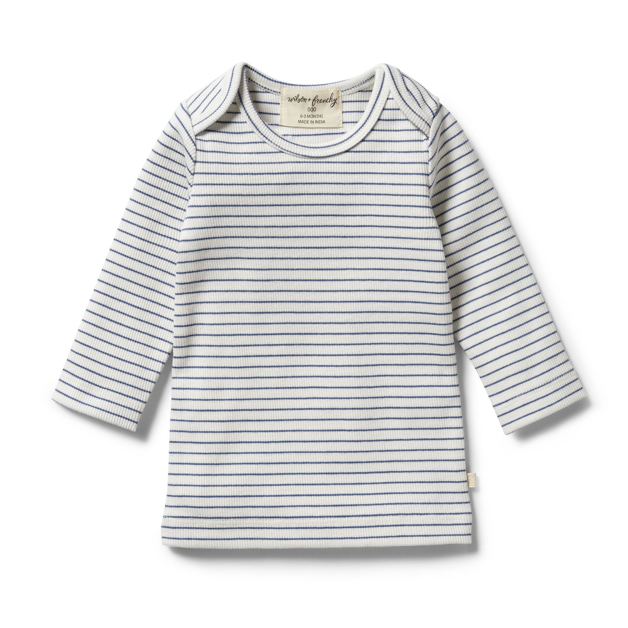 Organic Stripe Rib Top, Blue Depths