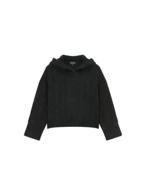 Overseas Station Season Big Chance 8 18 Women s Cable Knit Hooded Pullover Black 270898