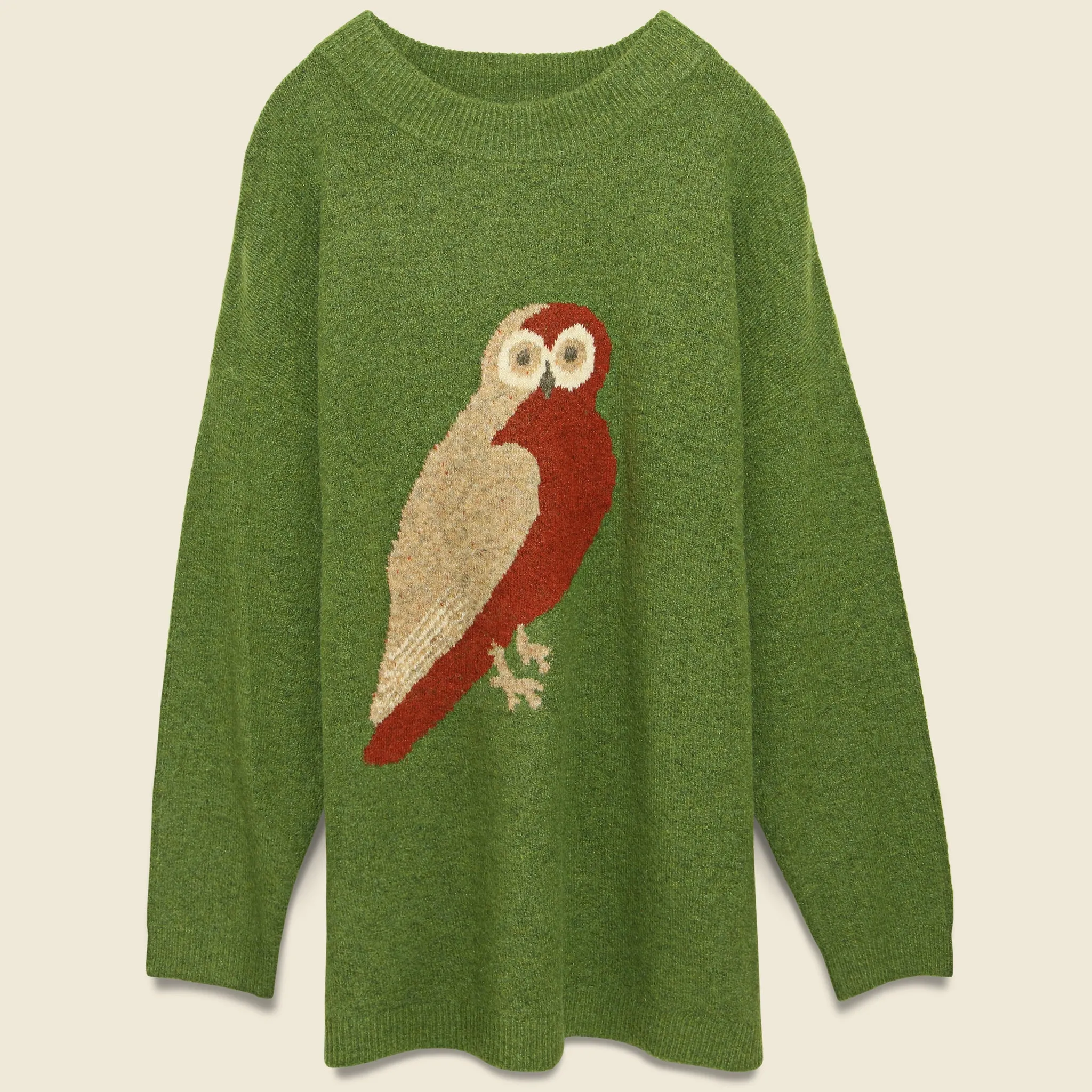 Owl Intarsia Sweater - Green