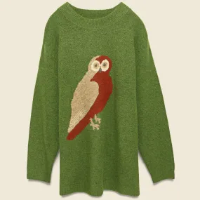 Owl Intarsia Sweater - Green