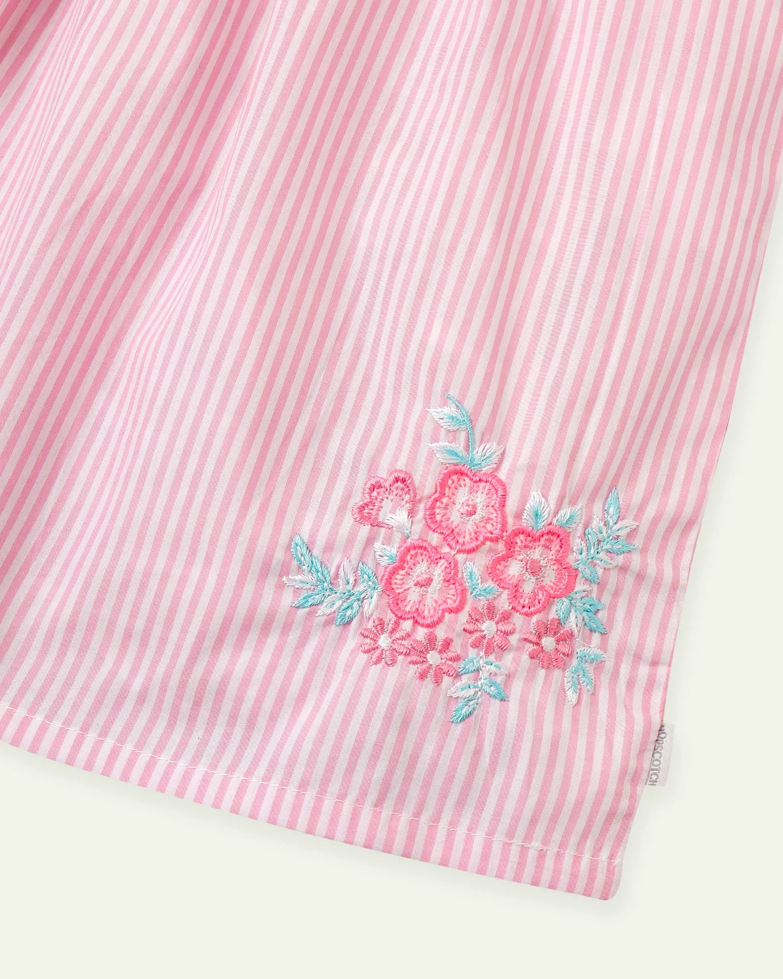 Pink Striped Embroidered Top