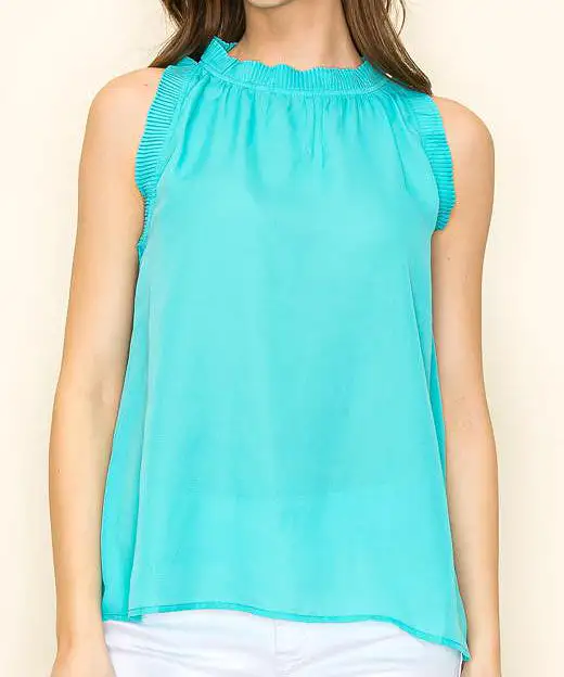 Pleated Tank Top - Dark Mint