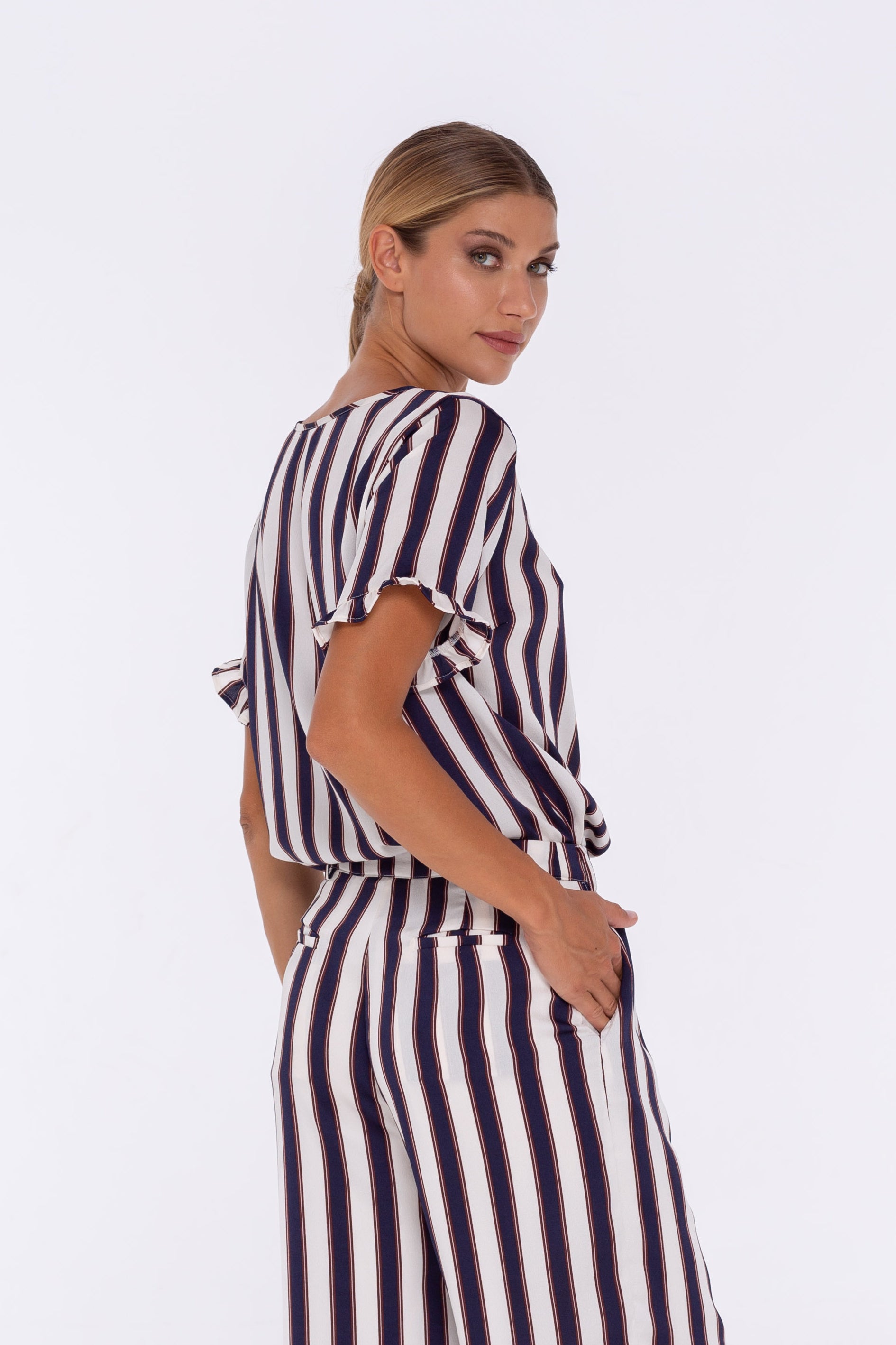 Roar Top - Ivory/Navy/Tan Stripe