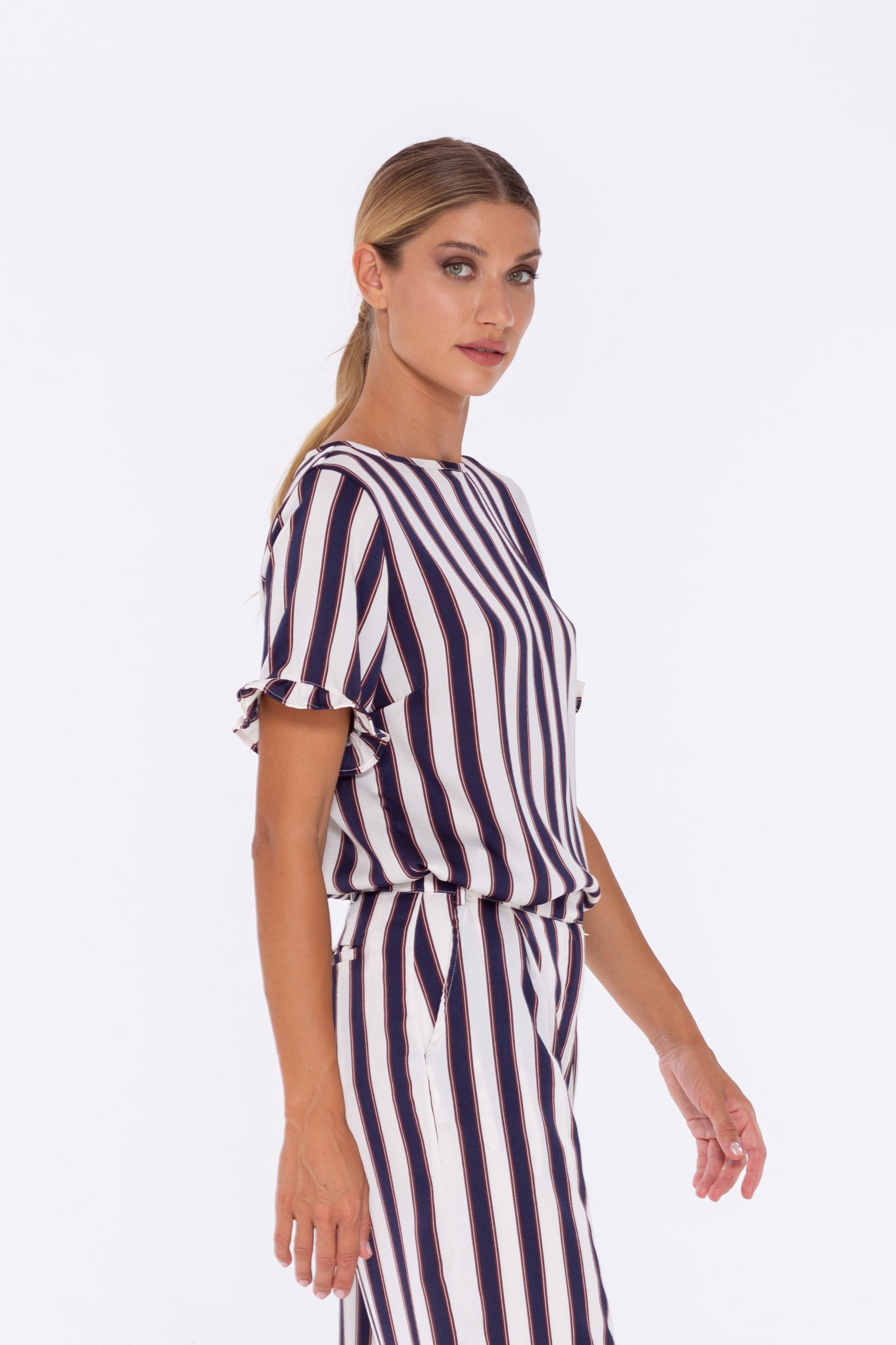 Roar Top - Ivory/Navy/Tan Stripe