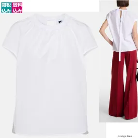 S Max Mara  |Plain Cotton Short Sleeves Elegant Style Shirts & Blouses