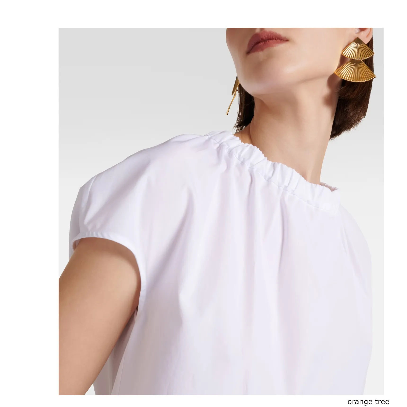 S Max Mara  |Plain Cotton Short Sleeves Elegant Style Shirts & Blouses