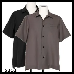 sacai  |Nylon Street Style Plain Short Sleeves Logo Designers Shirts