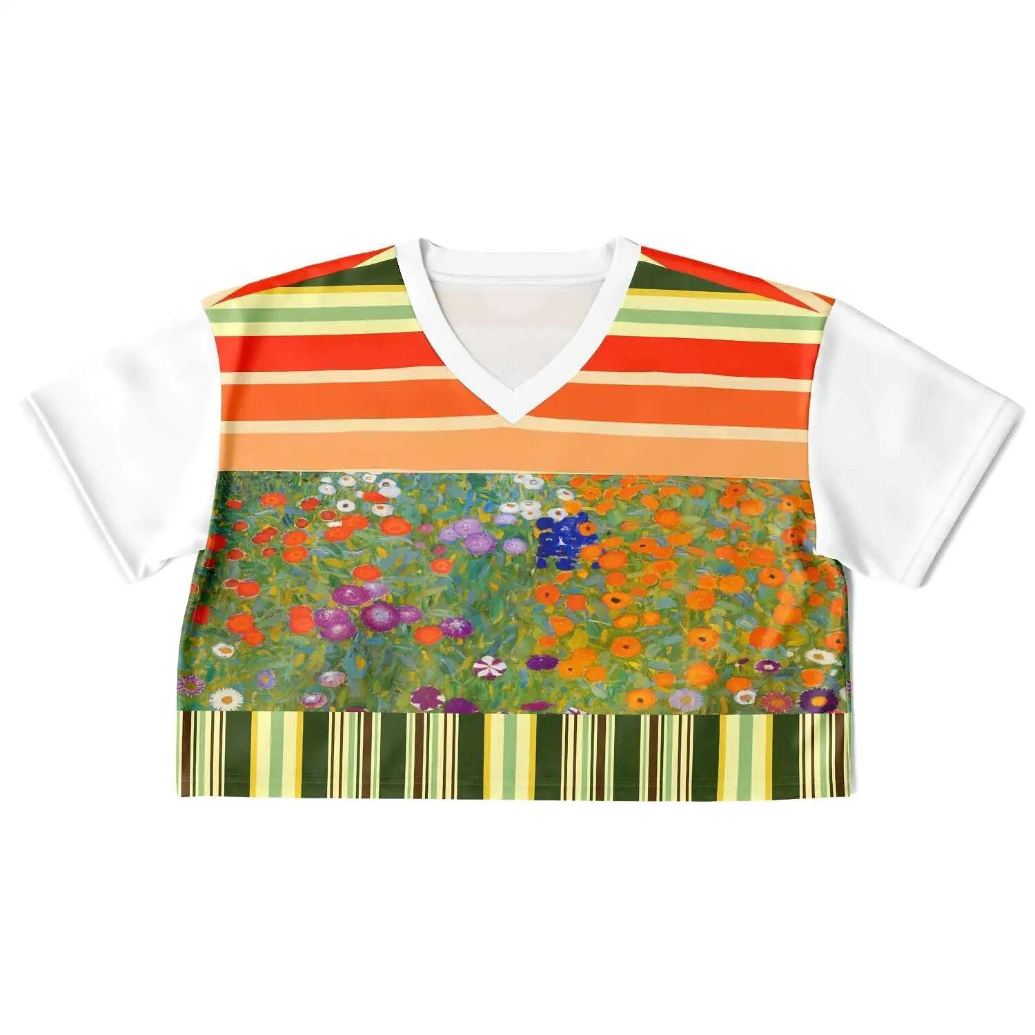 Secret Garden Floral Striped Crop Jersey