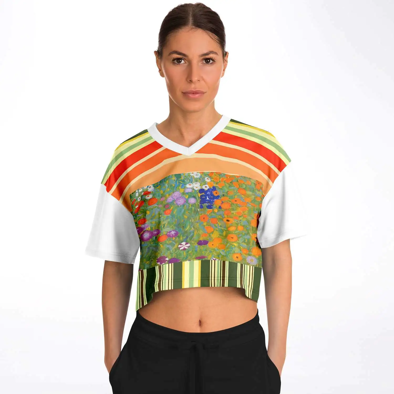 Secret Garden Floral Striped Crop Jersey