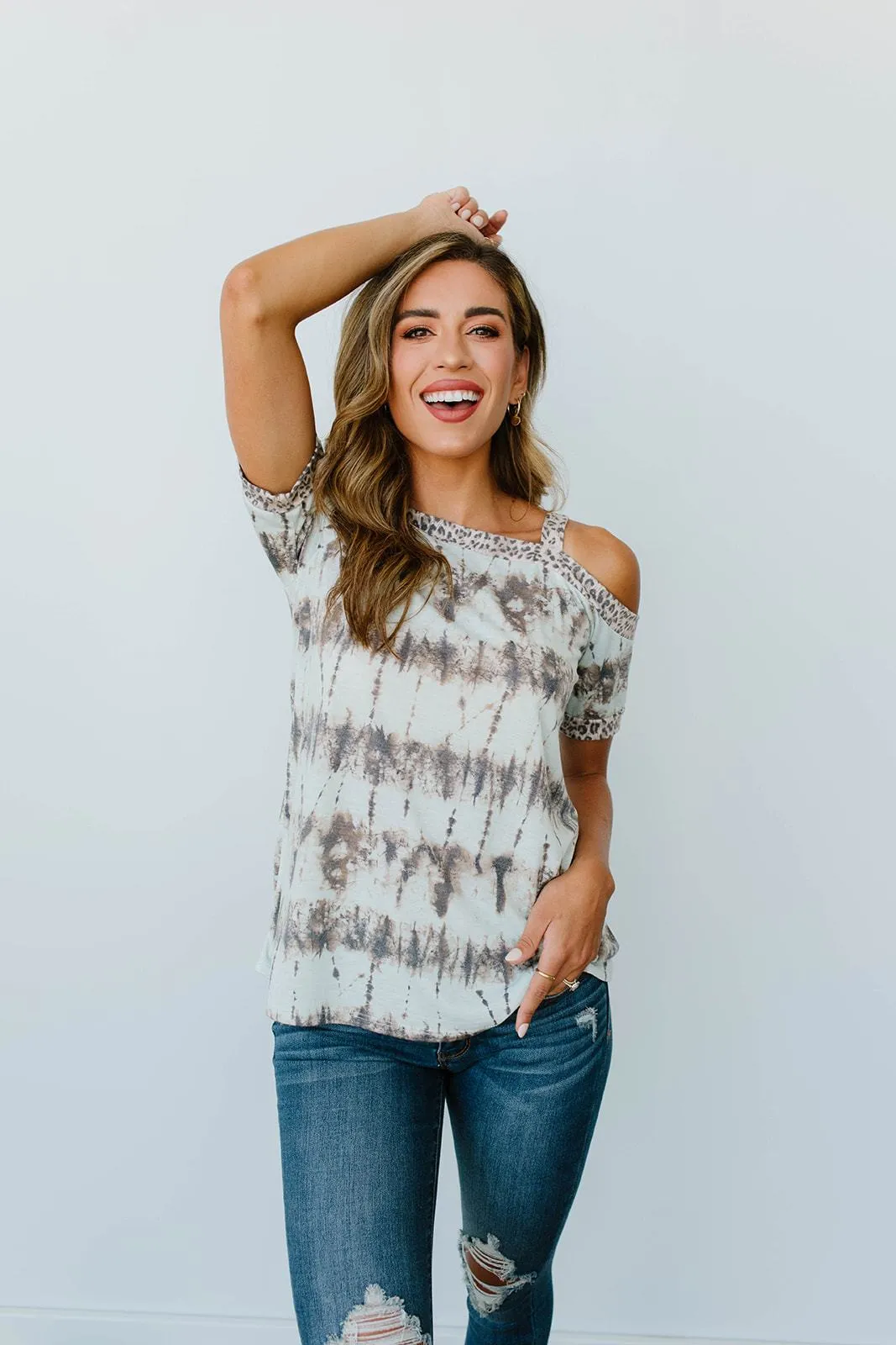 Shania Cold Shoulder Top In Mint - On Hand