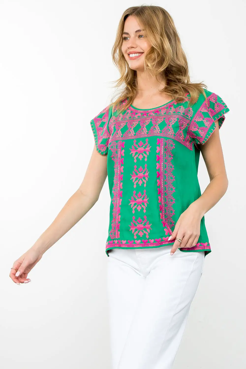 Short Sleeve Embroidered Top