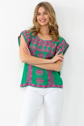 Short Sleeve Embroidered Top