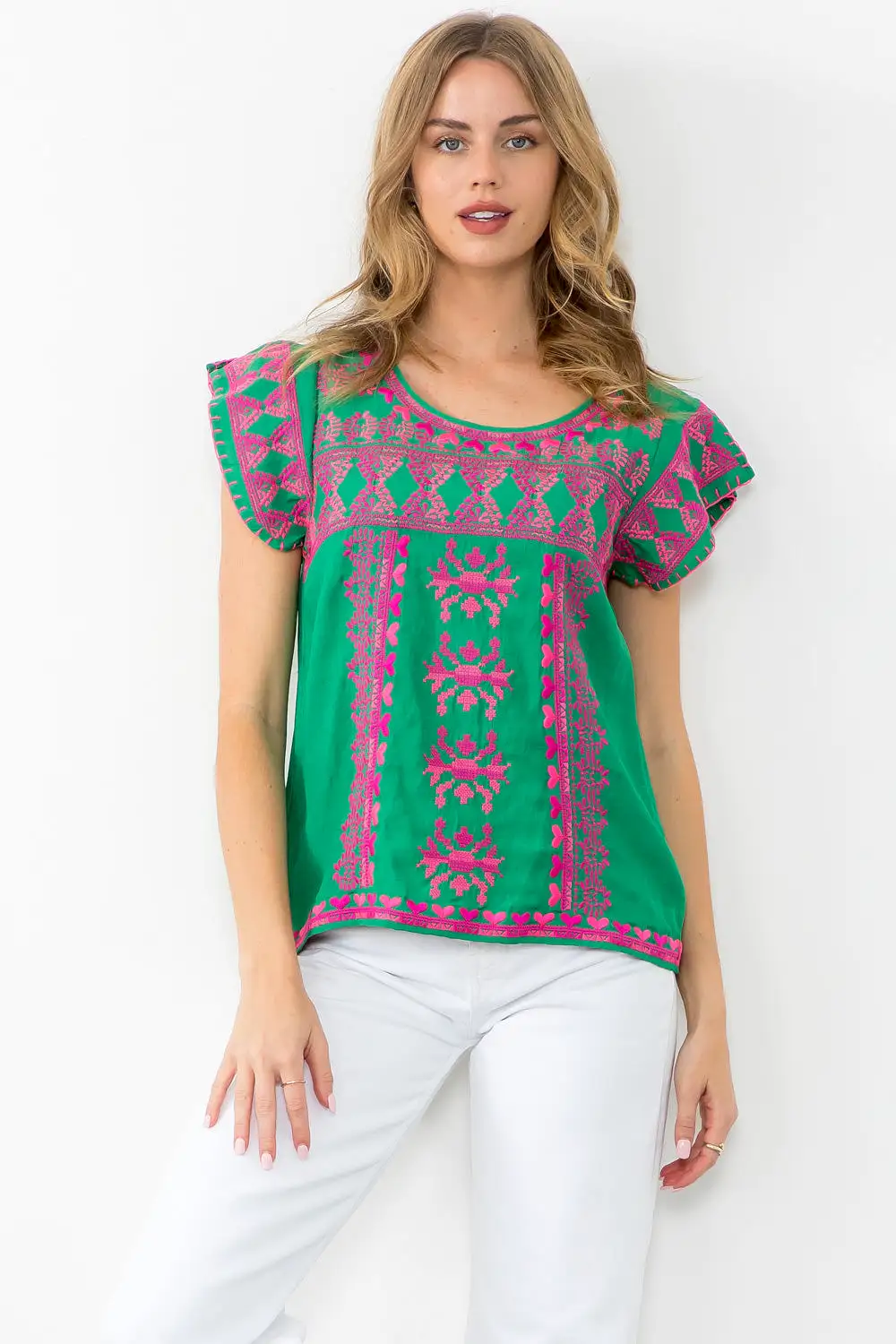 Short Sleeve Embroidered Top