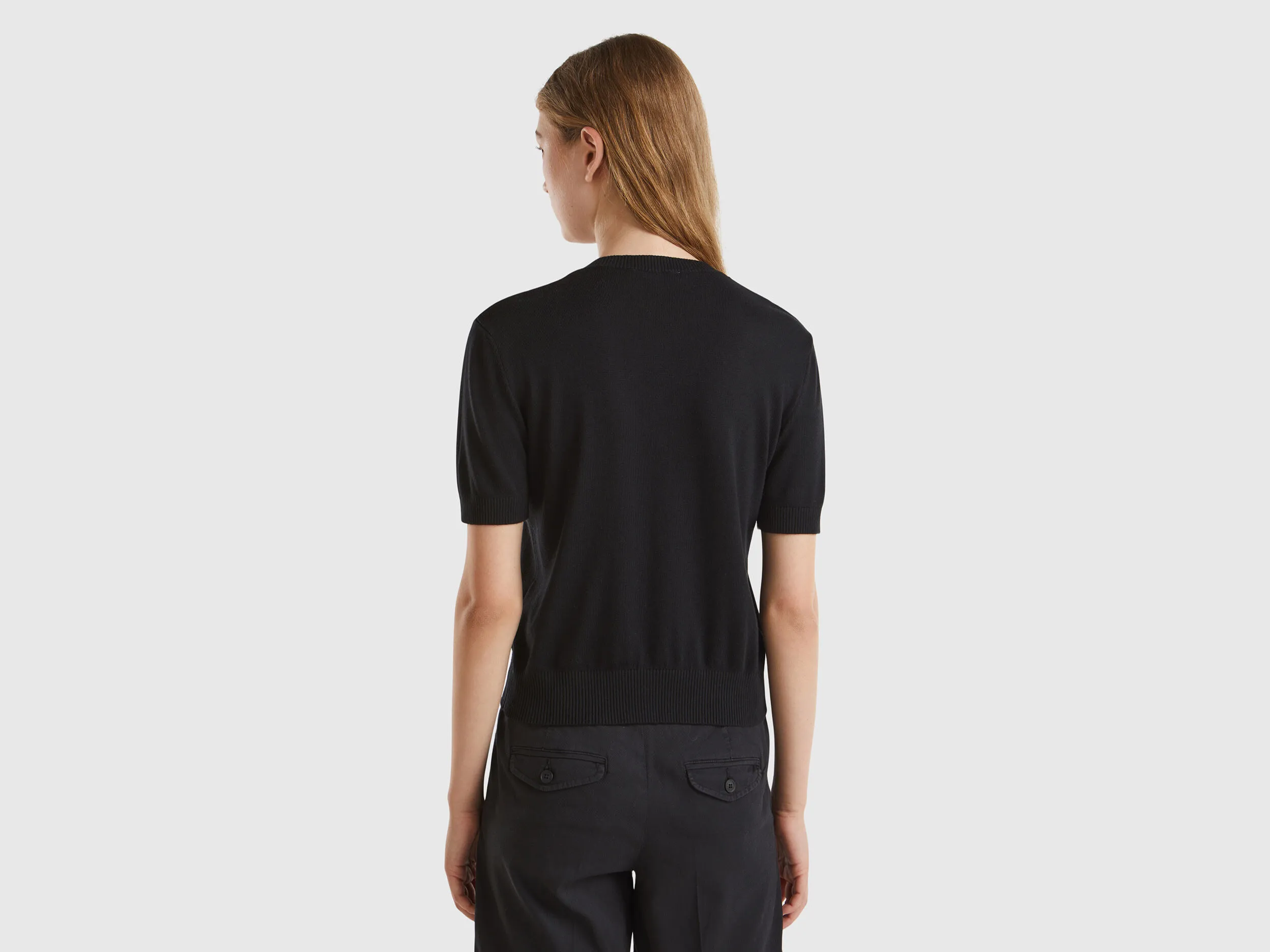 Short sleeve sweater - Black | Benetton