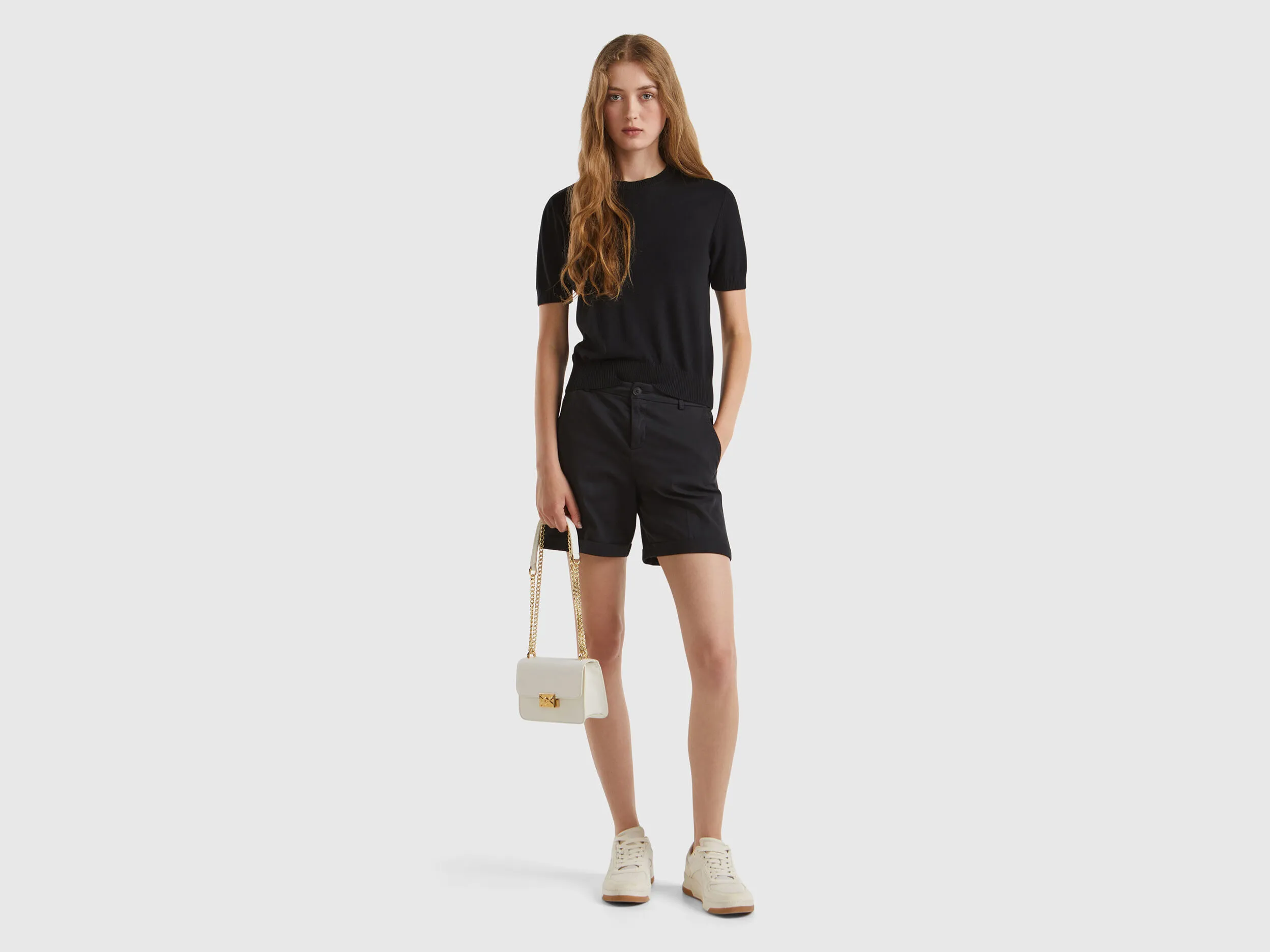 Short sleeve sweater - Black | Benetton