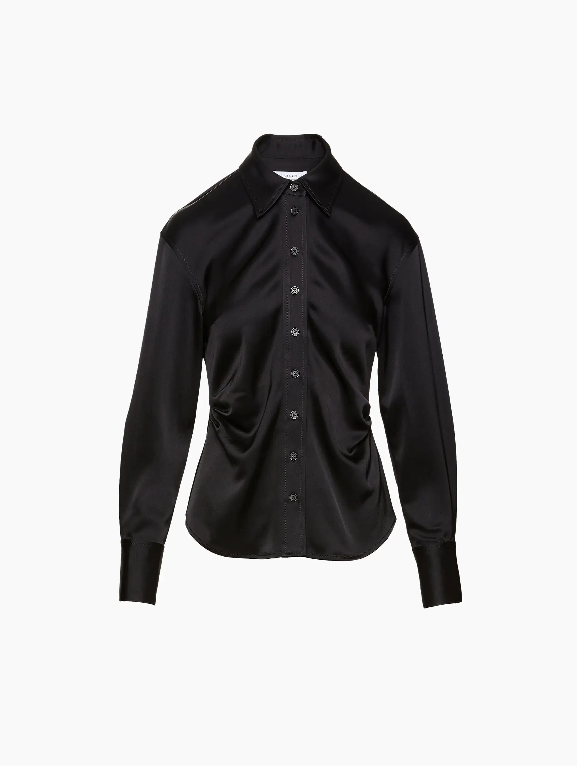 Side Pleat Satin Shirt