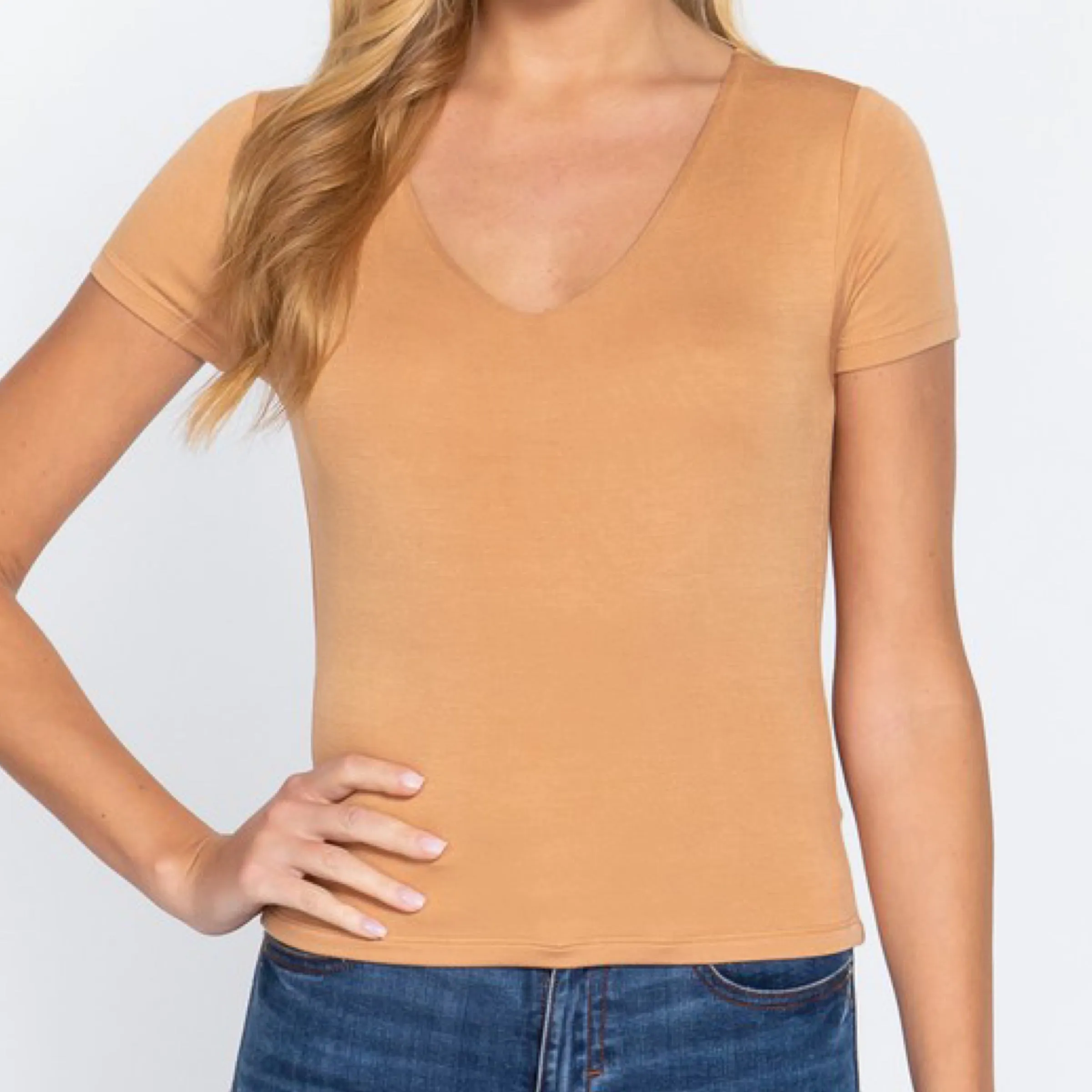 Simply V Neck Tee Honey