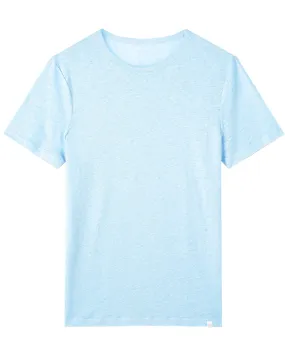 Sky Blue Pure Linen Short Sleeve T-Shirt