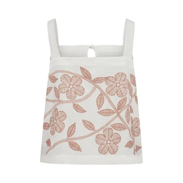 Sofie Schnoor Embroidered Top - OffWhite/Rosy Brown