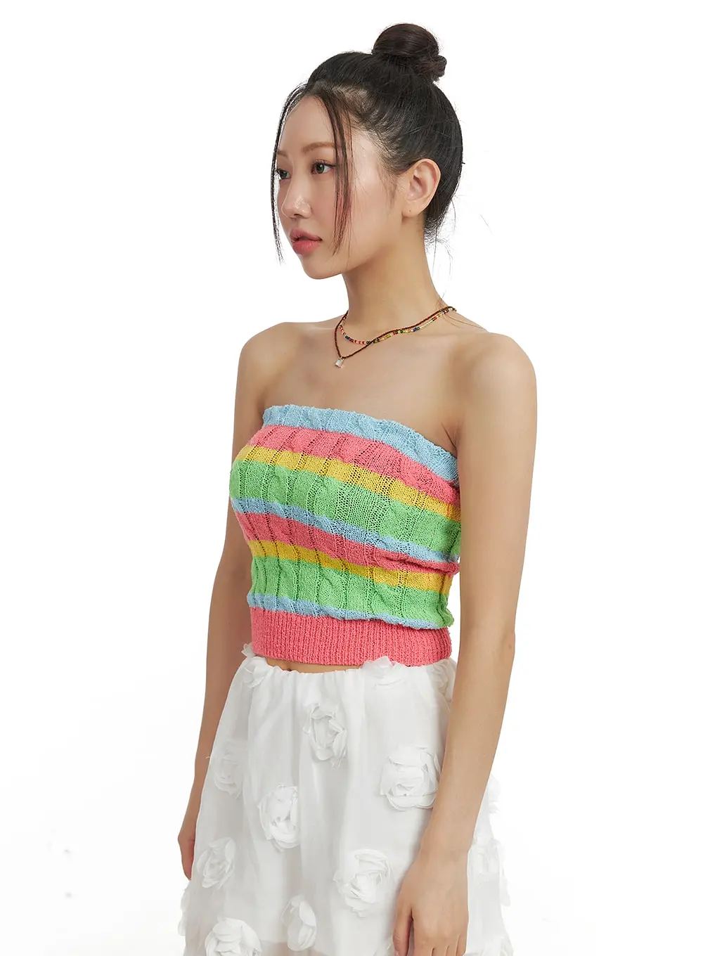 Stripe Knit Tube Top OM428