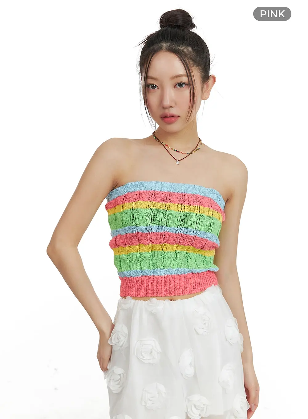 Stripe Knit Tube Top OM428