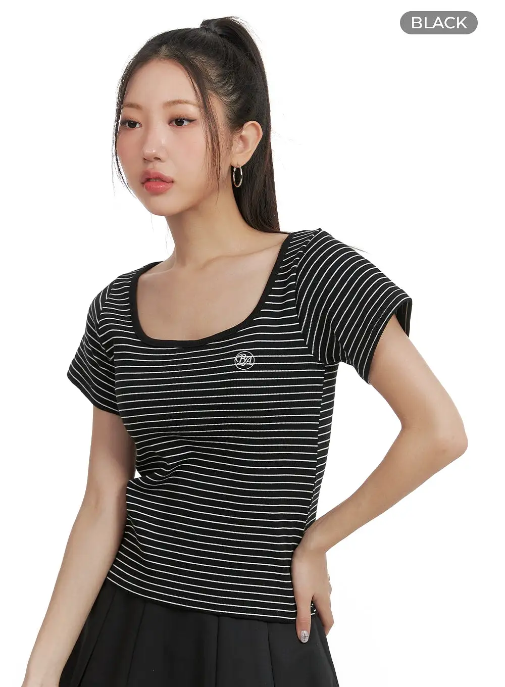 Stripe U-Neck Top OA415