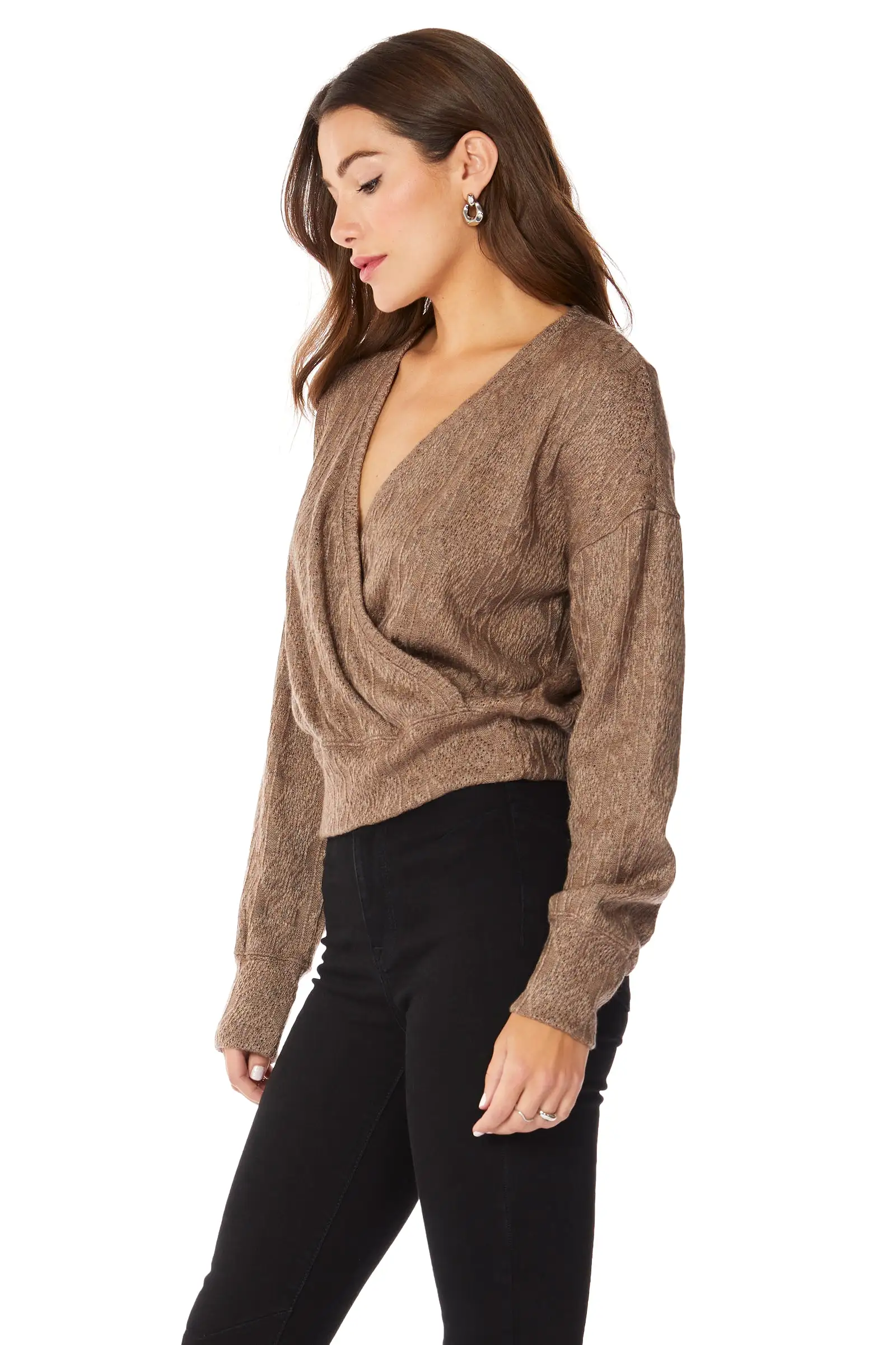 SURPLICE LONG SLEEVE TOP