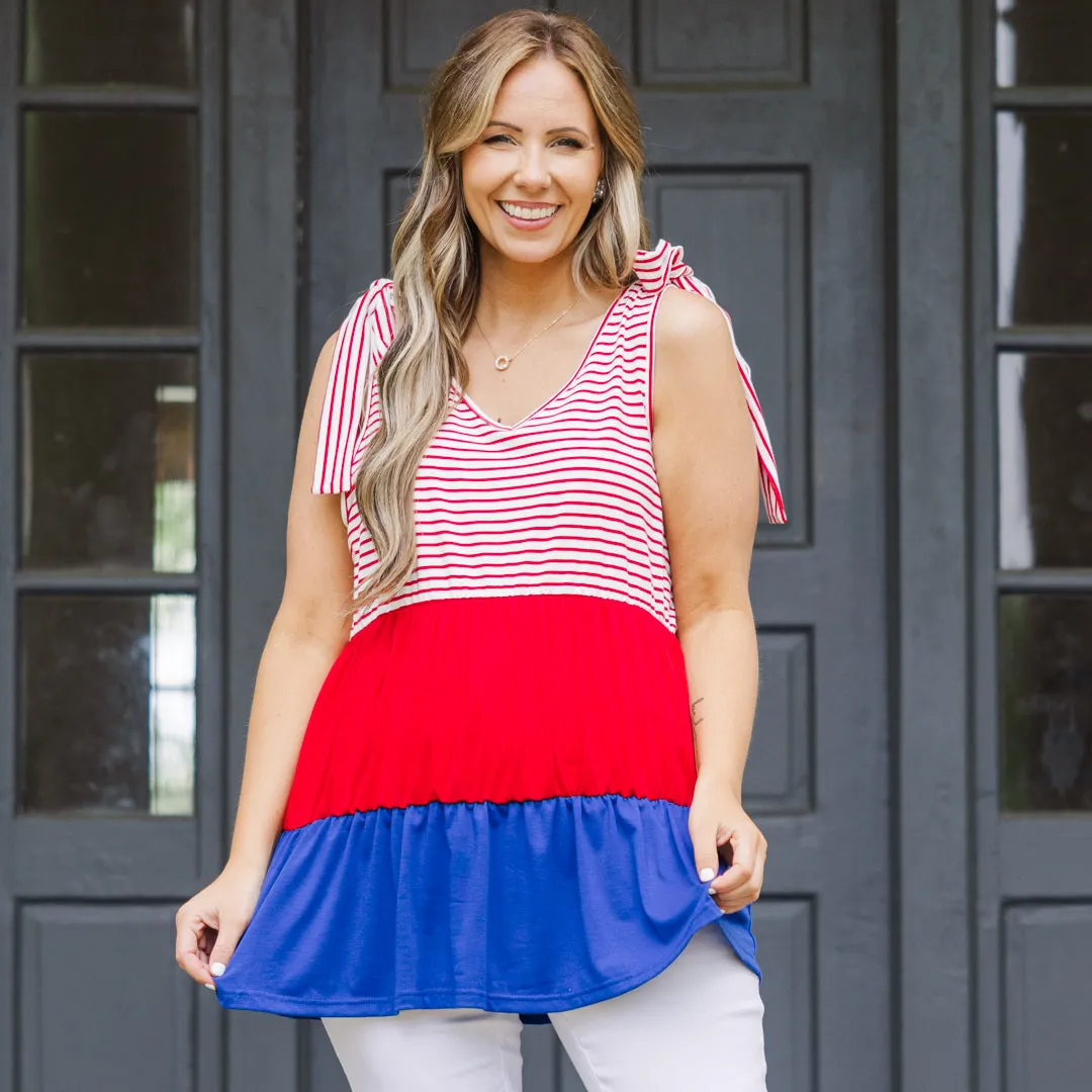 Sweet Patriot Top, Red Stripe