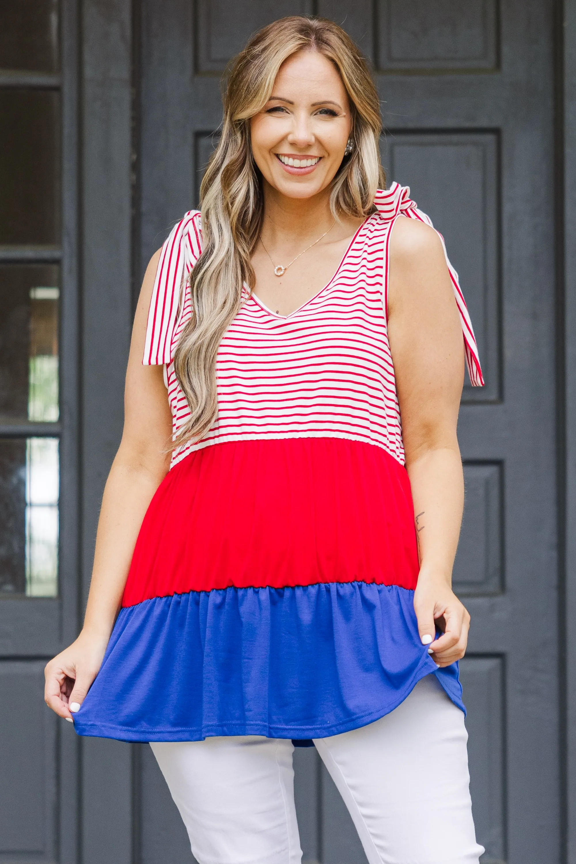 Sweet Patriot Top, Red Stripe