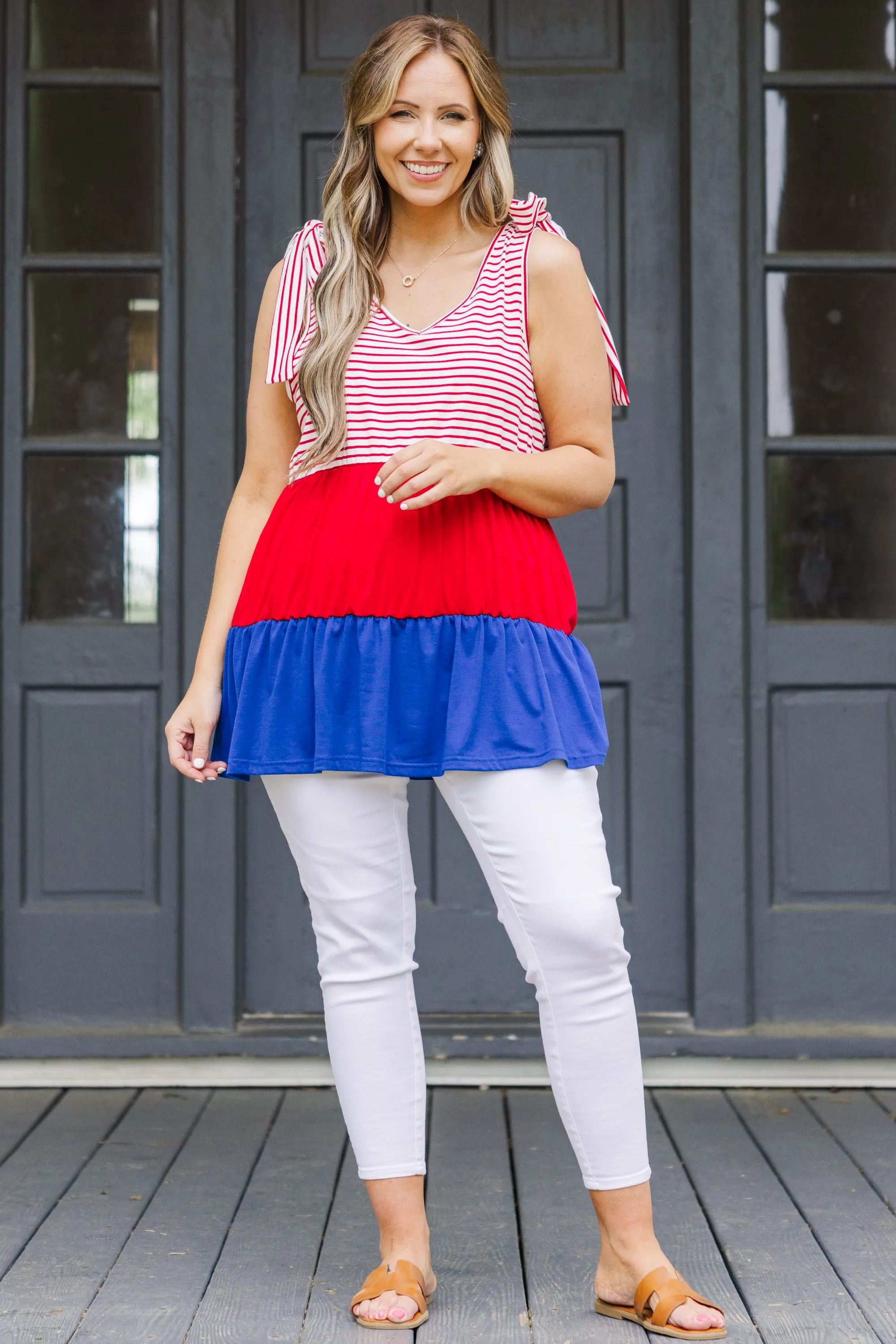 Sweet Patriot Top, Red Stripe